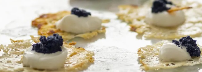 Grana padano chips with caviar