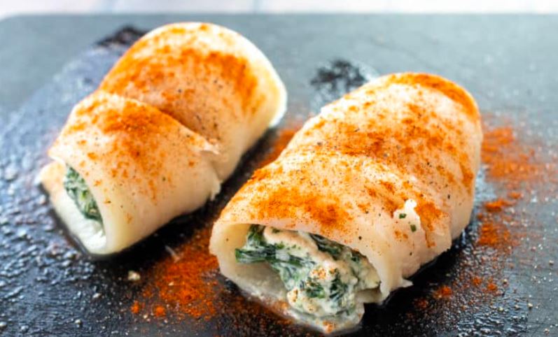 Spinach Stuffed Flounder with Mushrooms and Feta Cheese → Culinary